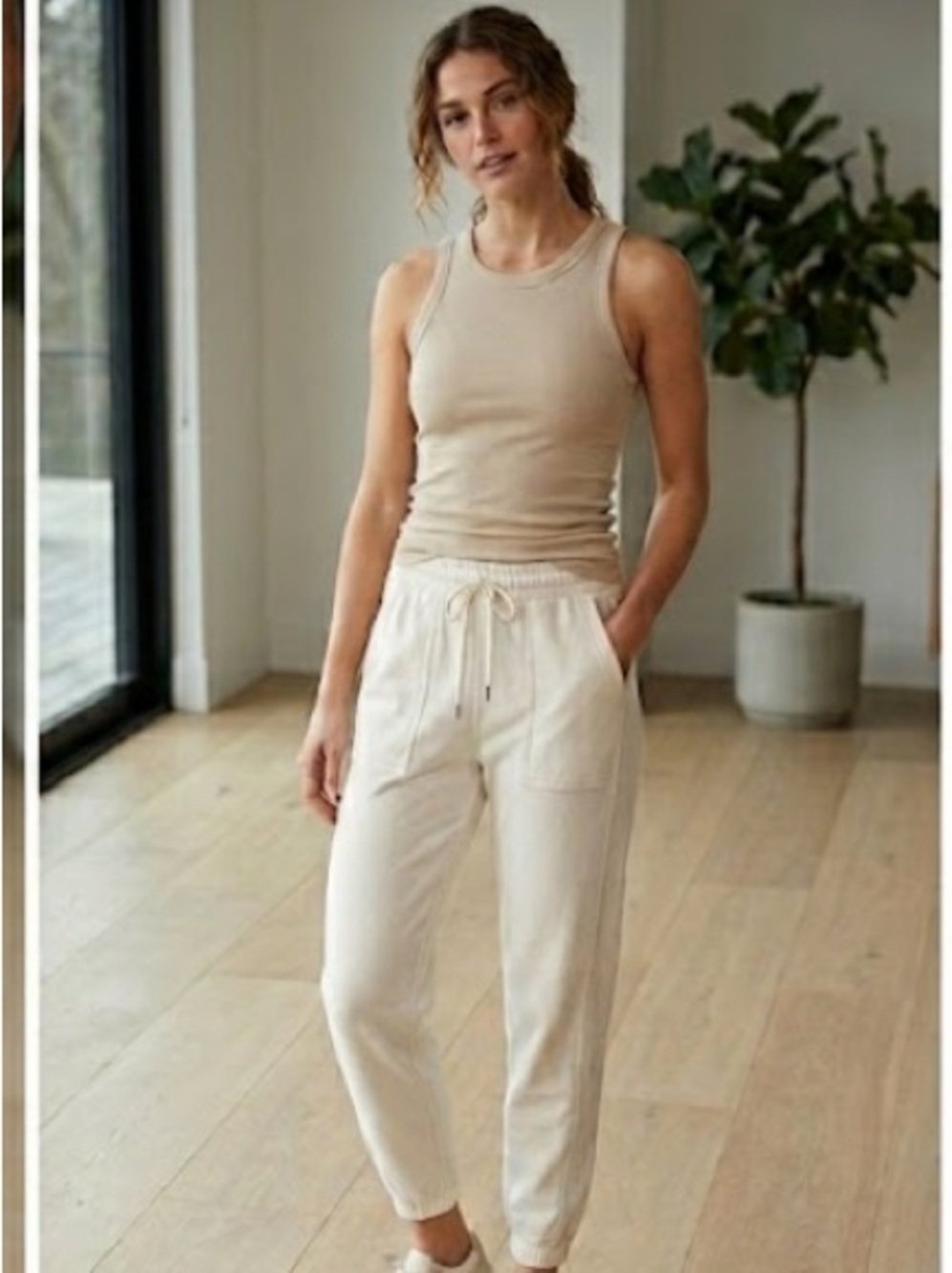 Athleta White Drawstring Stretch Joggers